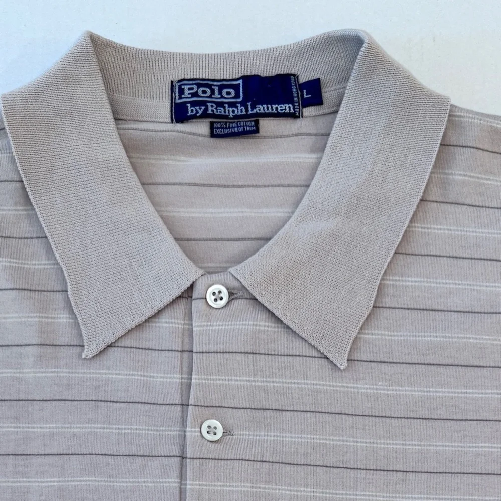 Polo by Ralph Lauren Men's Tan Striped Polo Shirt